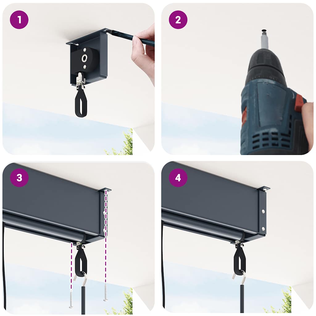 Kék és fehér kültéri roló 120 x 250 cm