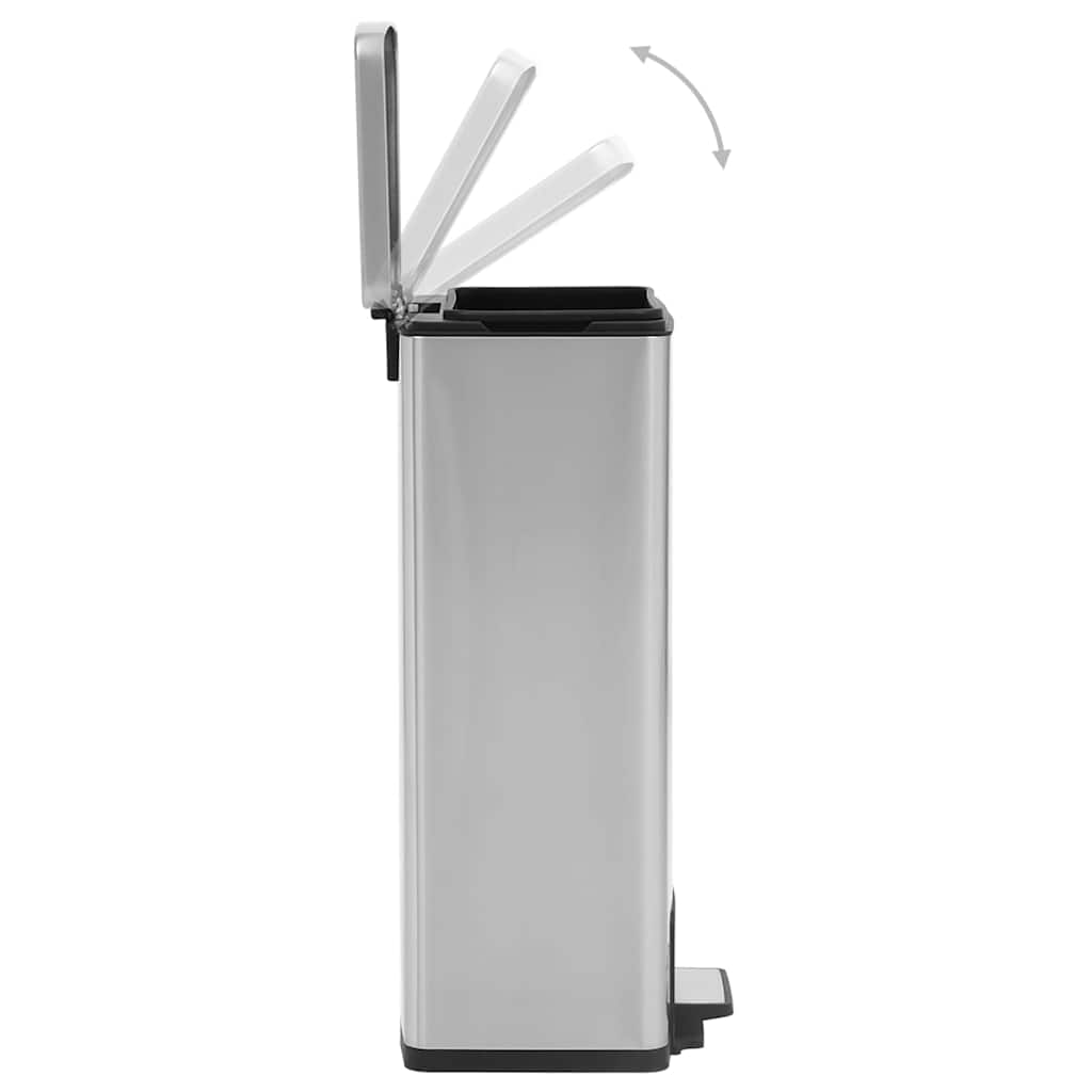 Ezüst ujjlenyomat-mentes  rozsdamentes-acél pedálos kuka 30L