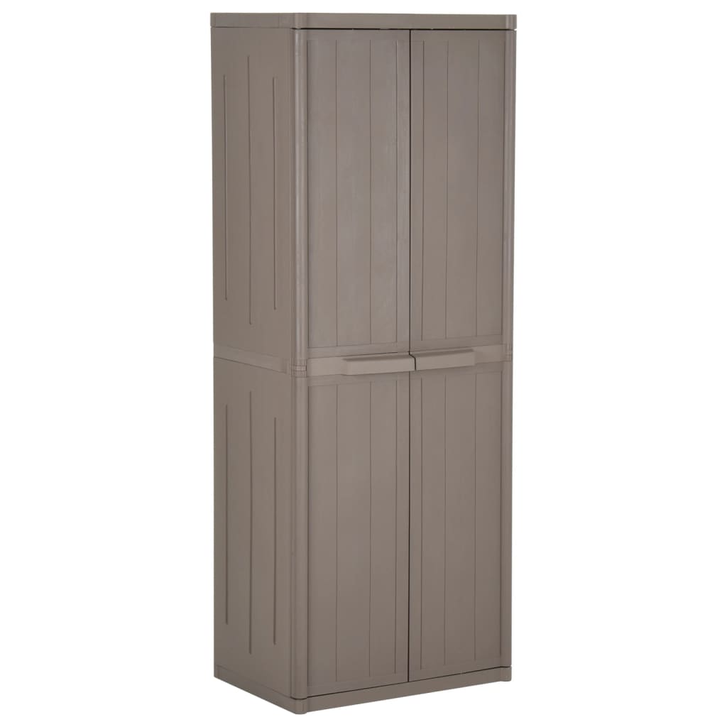 Barna PP fahatású kerti tárolószekrény 65 x 45 x 172 cm
