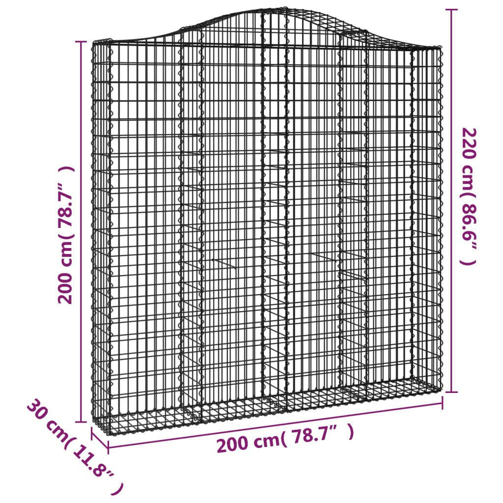 íves horganyzott vas gabion kosár 200x30x200/220 cm