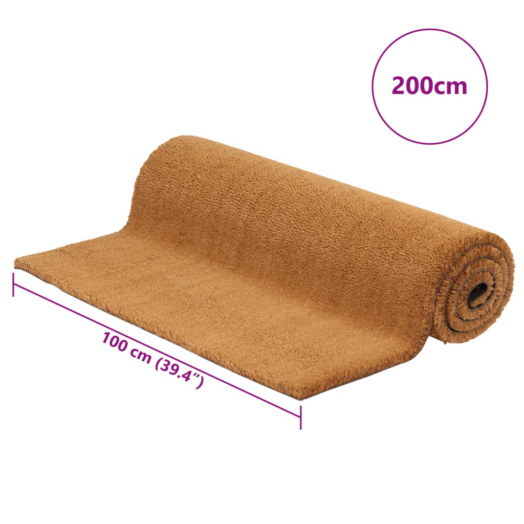 Természetes színű rojtos kókuszrost lábtörlő 100 x 200 cm