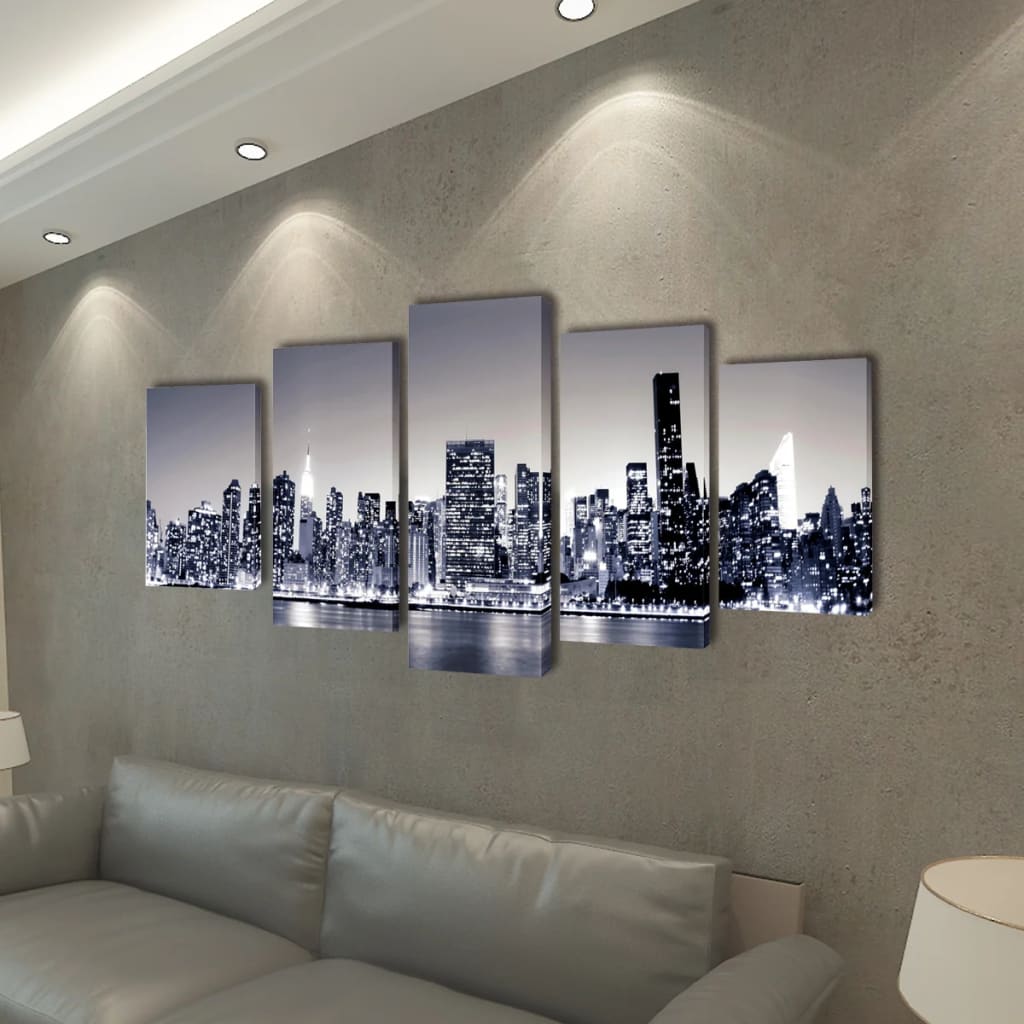 Vászon falikép szett monokróm new york-i Skyline 200 x 100 cm