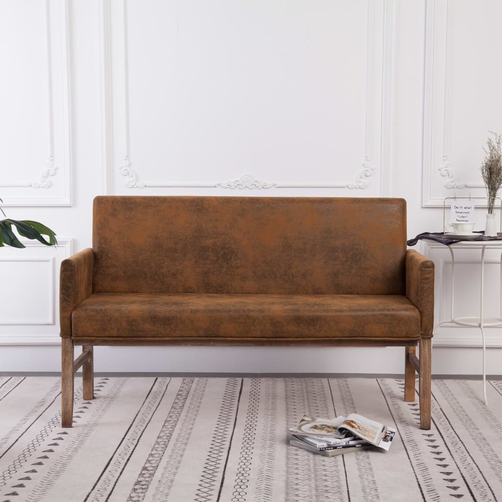 Barna művelúr pad karfával 140 cm