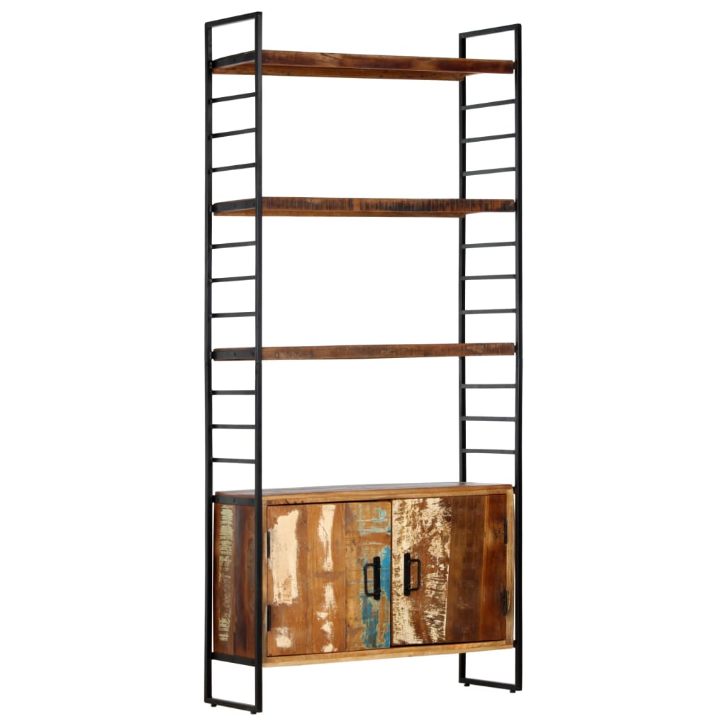 4 szintes tömör újrahasznosított fa könyvespolc 80x30x180 cm