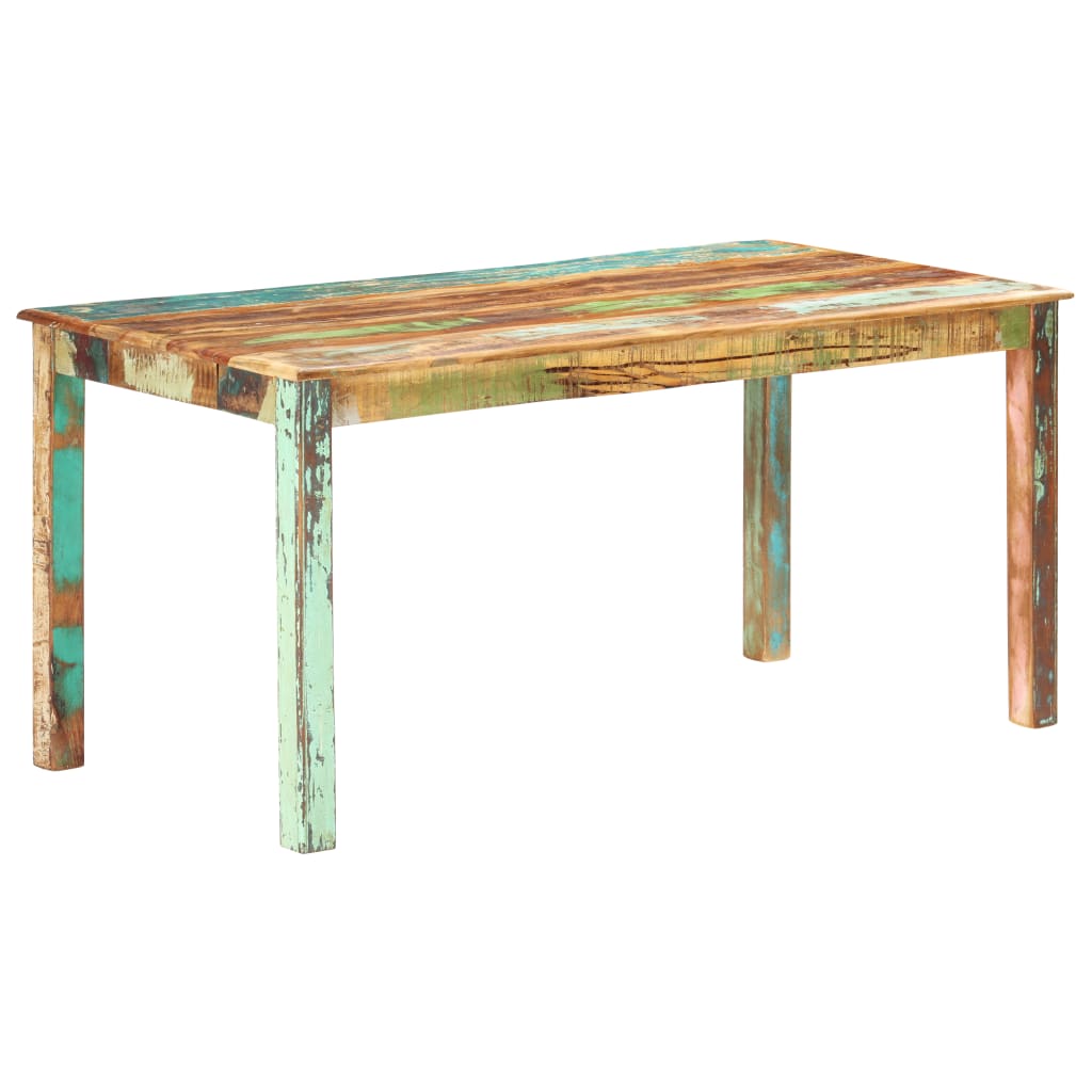 újrahasznosított tömör fa étkezőasztal 160 x 80 x 76 cm