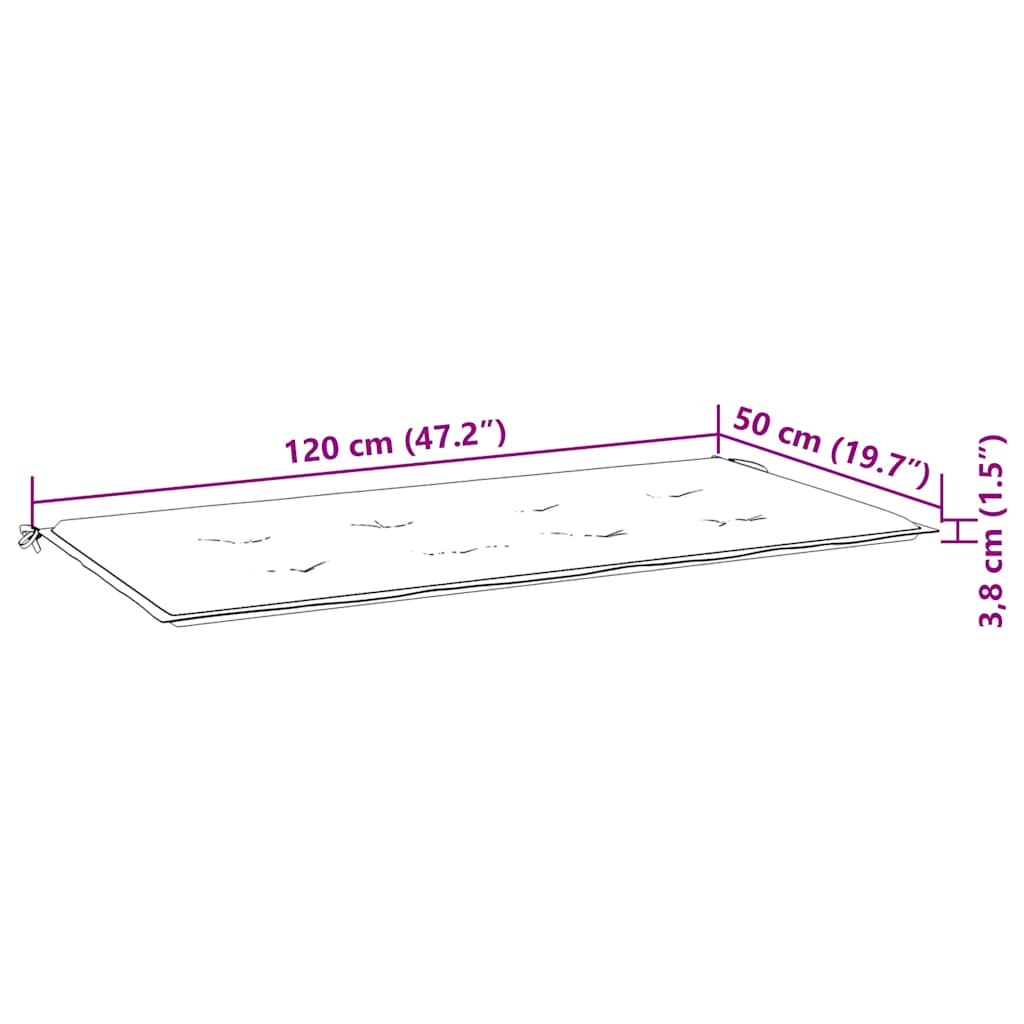 Tömör akácfa kerti pad párnával 120 cm