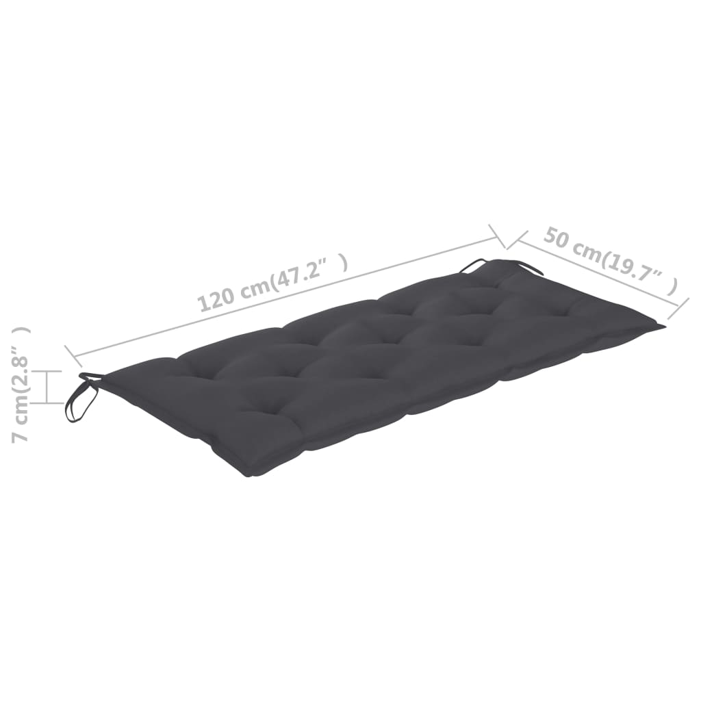 Tömör akácfa kerti pad párnával 120 cm
