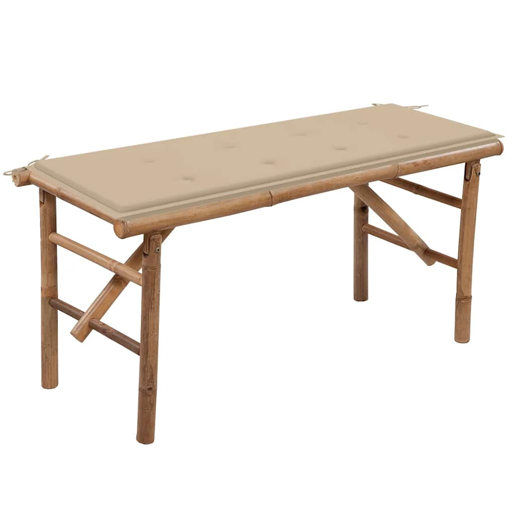 összecsukható bambusz kerti pad párnával 118 cm