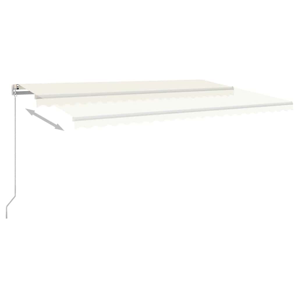 Krémszínű kézzel kihúzható LED-es napellenző 500x300 cm