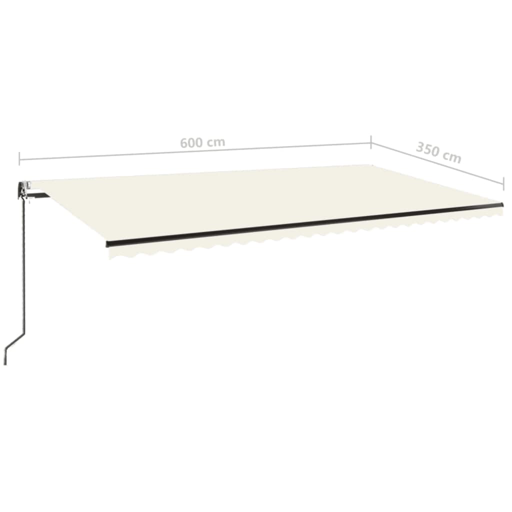 Krémszínű automata szélérzékelős és LED-es napellenző 600x350cm