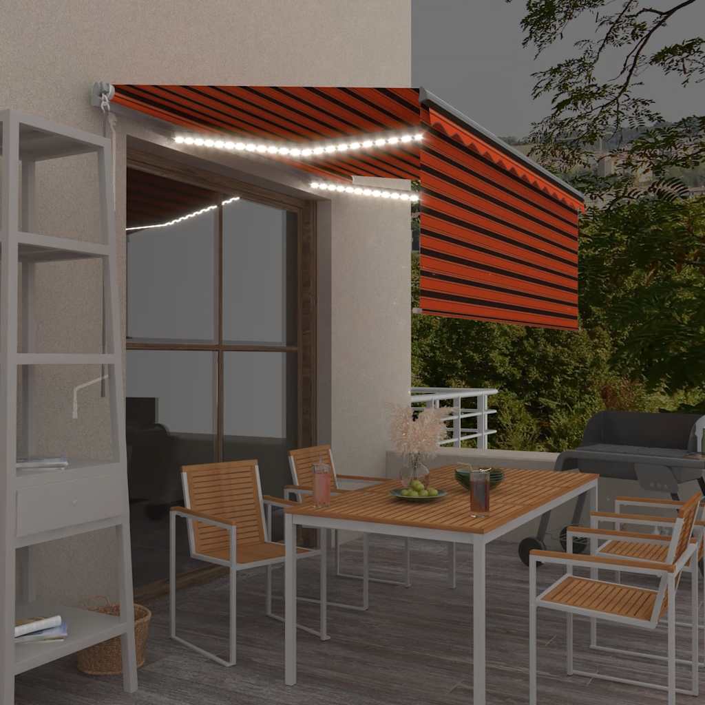 Narancssárga-barna kézzel kihúzható LED-es napellenző 3 x 2,5m  