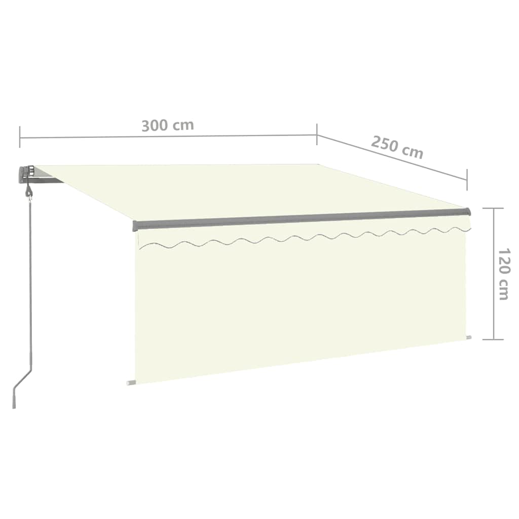 Krémszínű automata kihúzható napellenző redőnnyel 3 x 2,5 m  