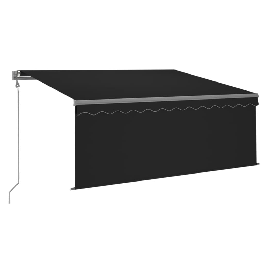 Szürke szélérzékelős, LED-es napellenző redőnnyel 3x2,5 m  