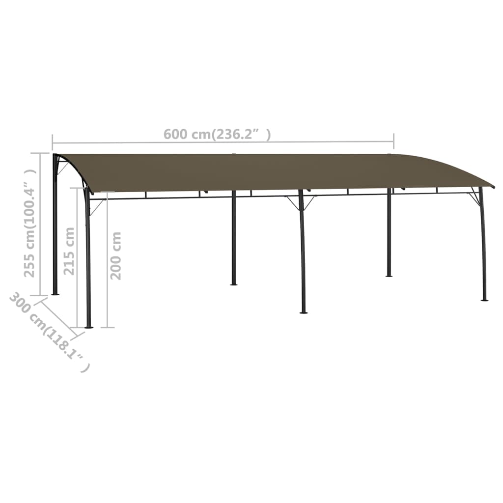 Tópszínű kerti napellenző 6 x 3 x 2,55 m