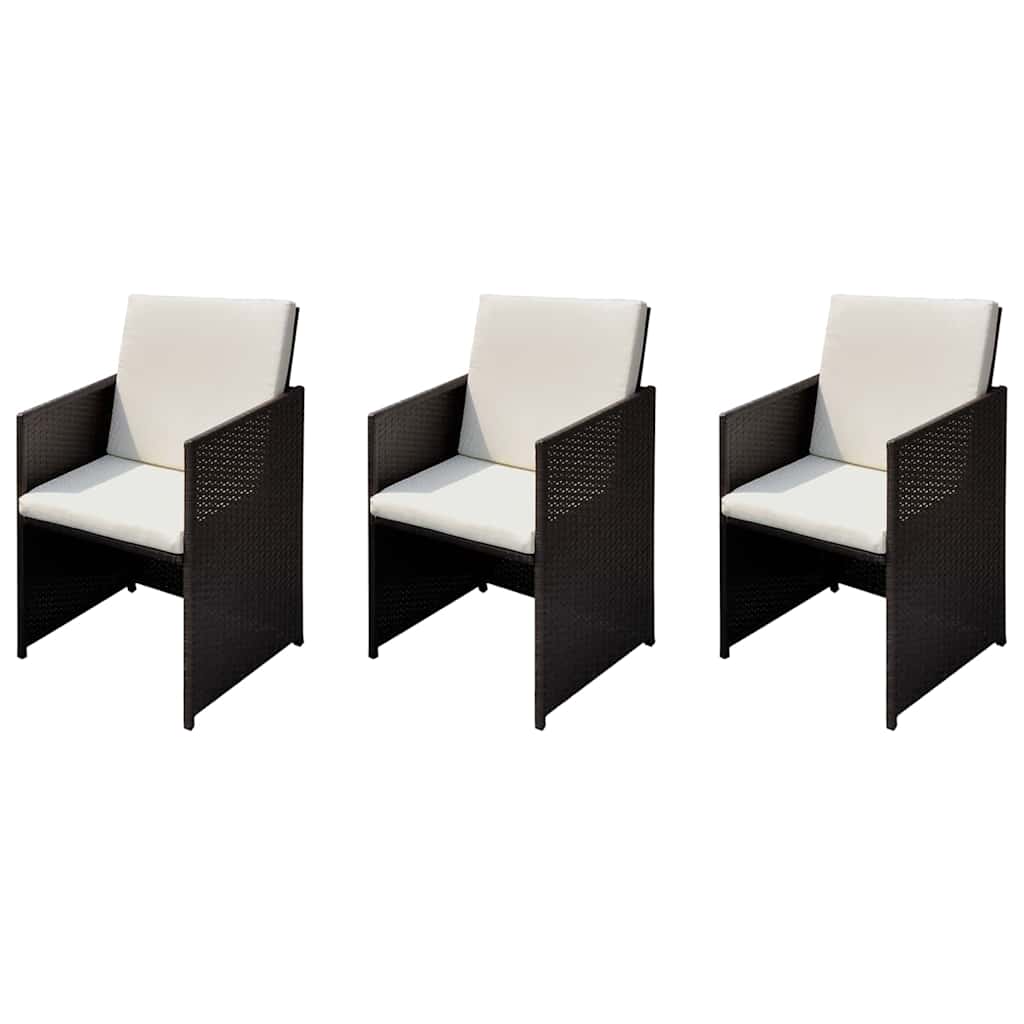 Kerti székek 3 pcs Barna 56 x 52 x 87 cm Poli rattan