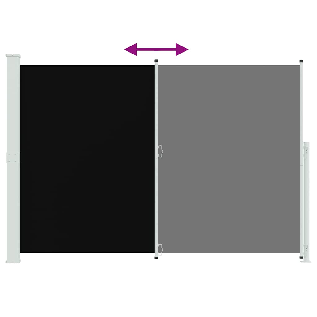 Fekete behúzható oldalsó terasznapellenző 200 x 300 cm