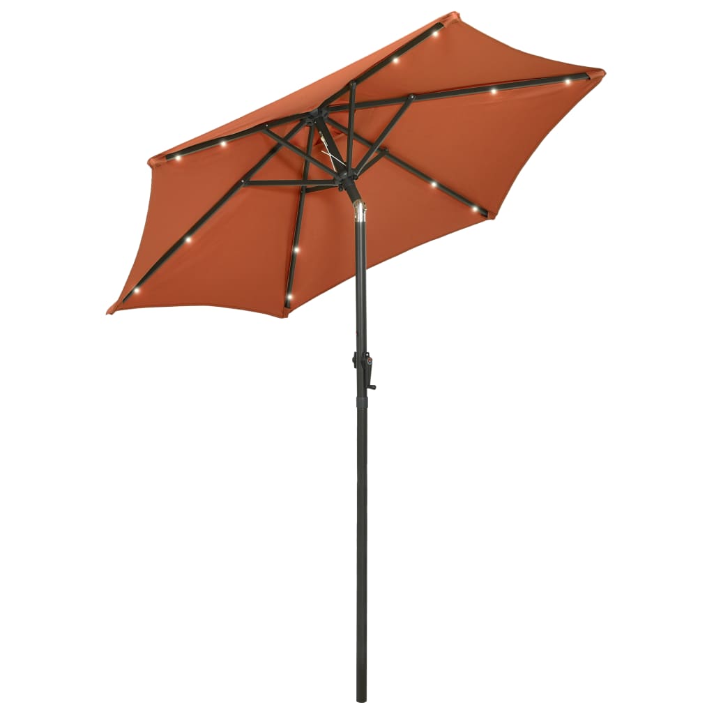 Terrakotta színű alumínium napernyő LED-világítással 200x211 cm