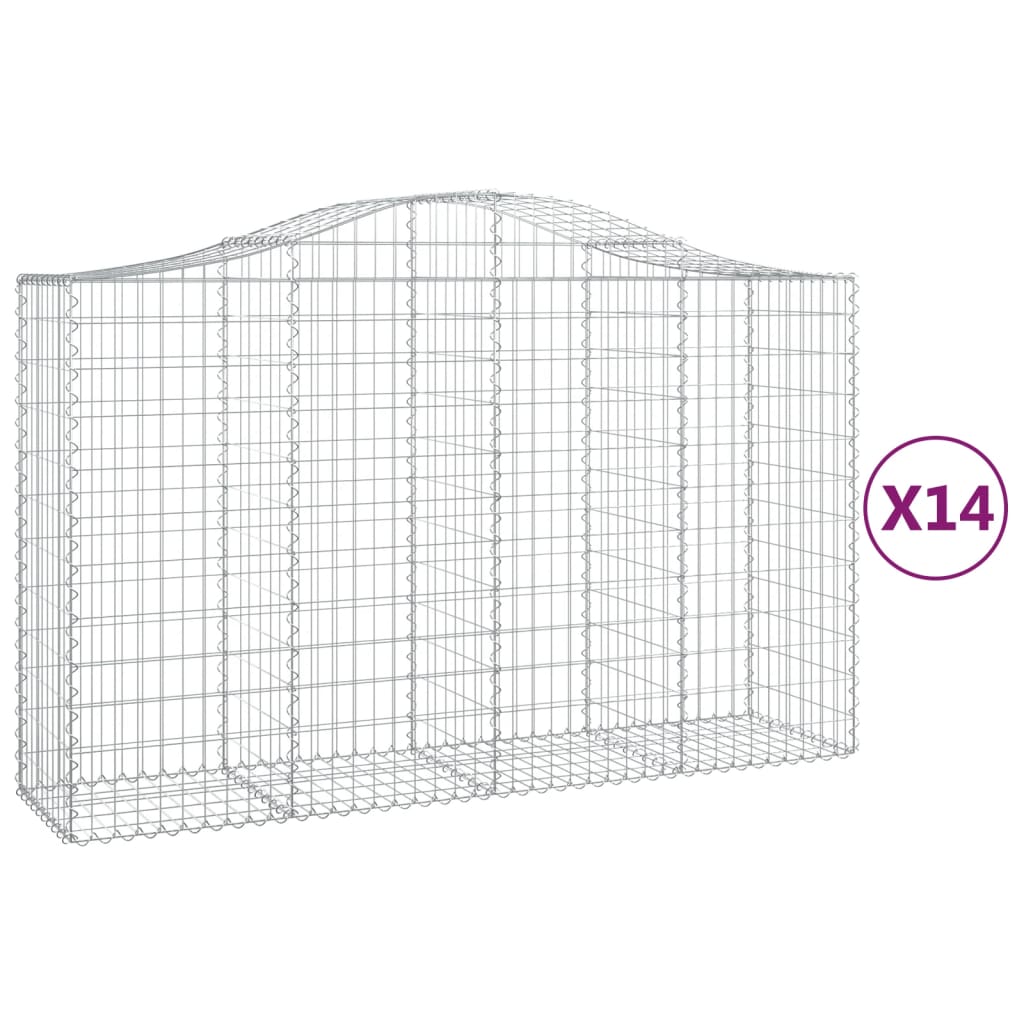 14 db íves horganyzott vas gabion kosár 200x50x120/140 cm