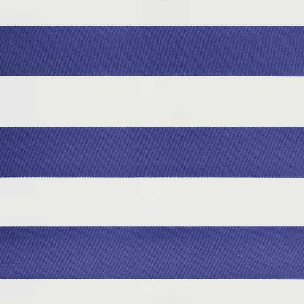 Kék és fehér szövet és alumínium behúzható napellenző 4,5 x 3 m