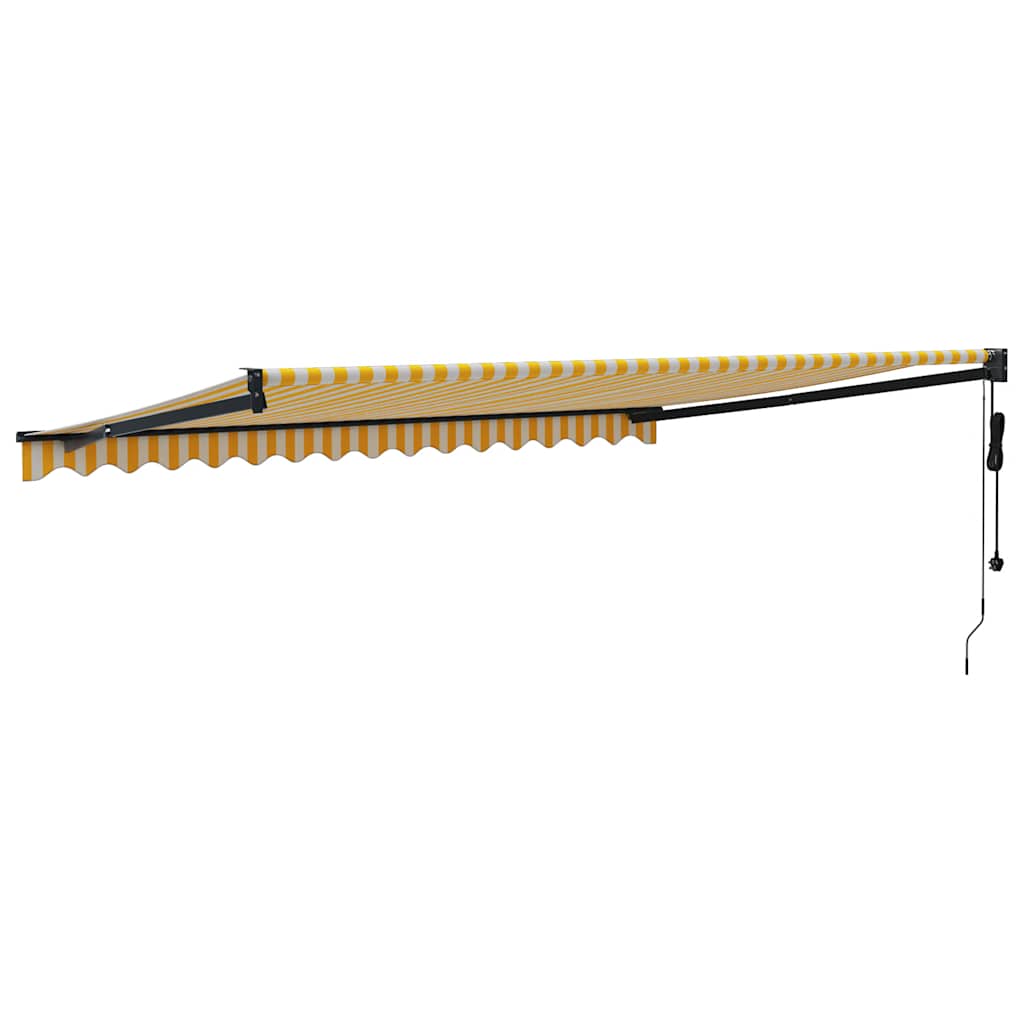 Sárga-fehér automata behúzható napellenző 4 x 3 m