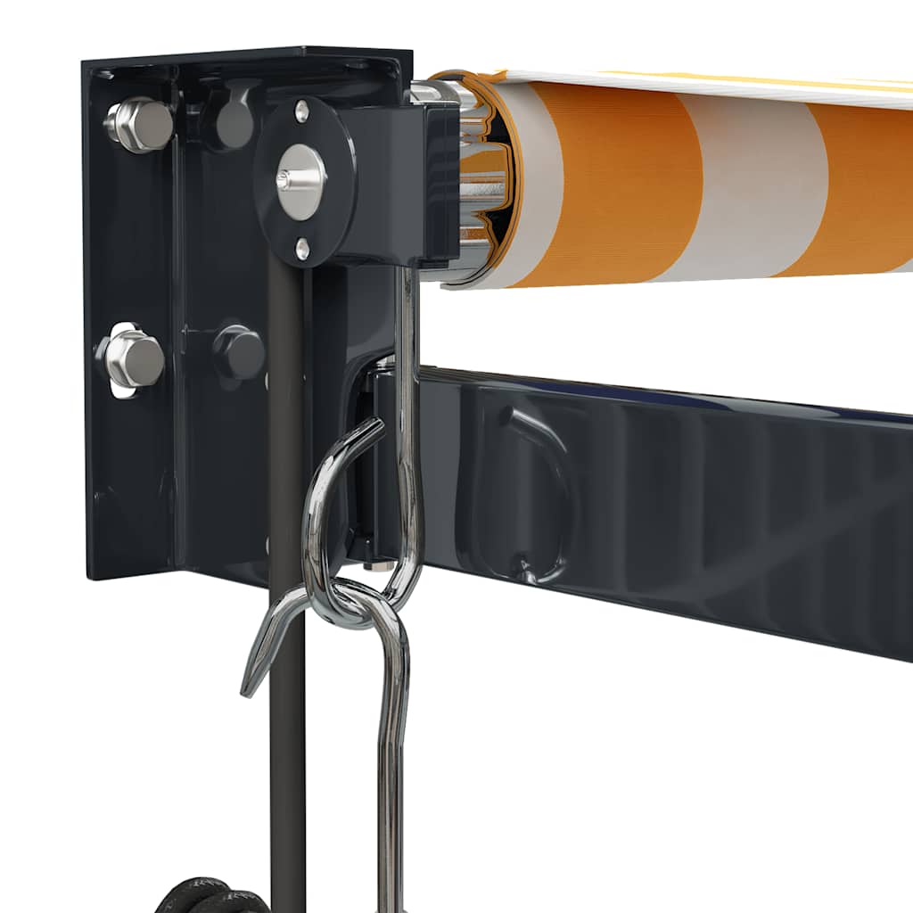 Sárga-fehér automata behúzható napellenző 4 x 3 m