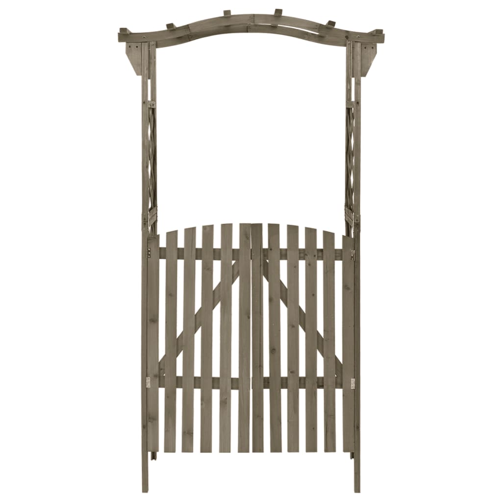 Szürke tömör fenyőfa pergola kapuval 116 x 40 x 204 cm