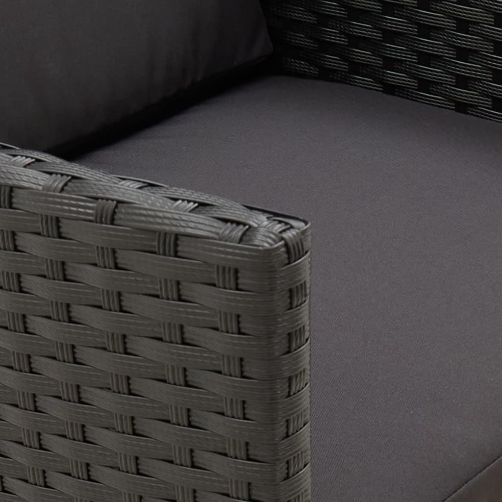 2 db fekete polyrattan kerti szék párnával