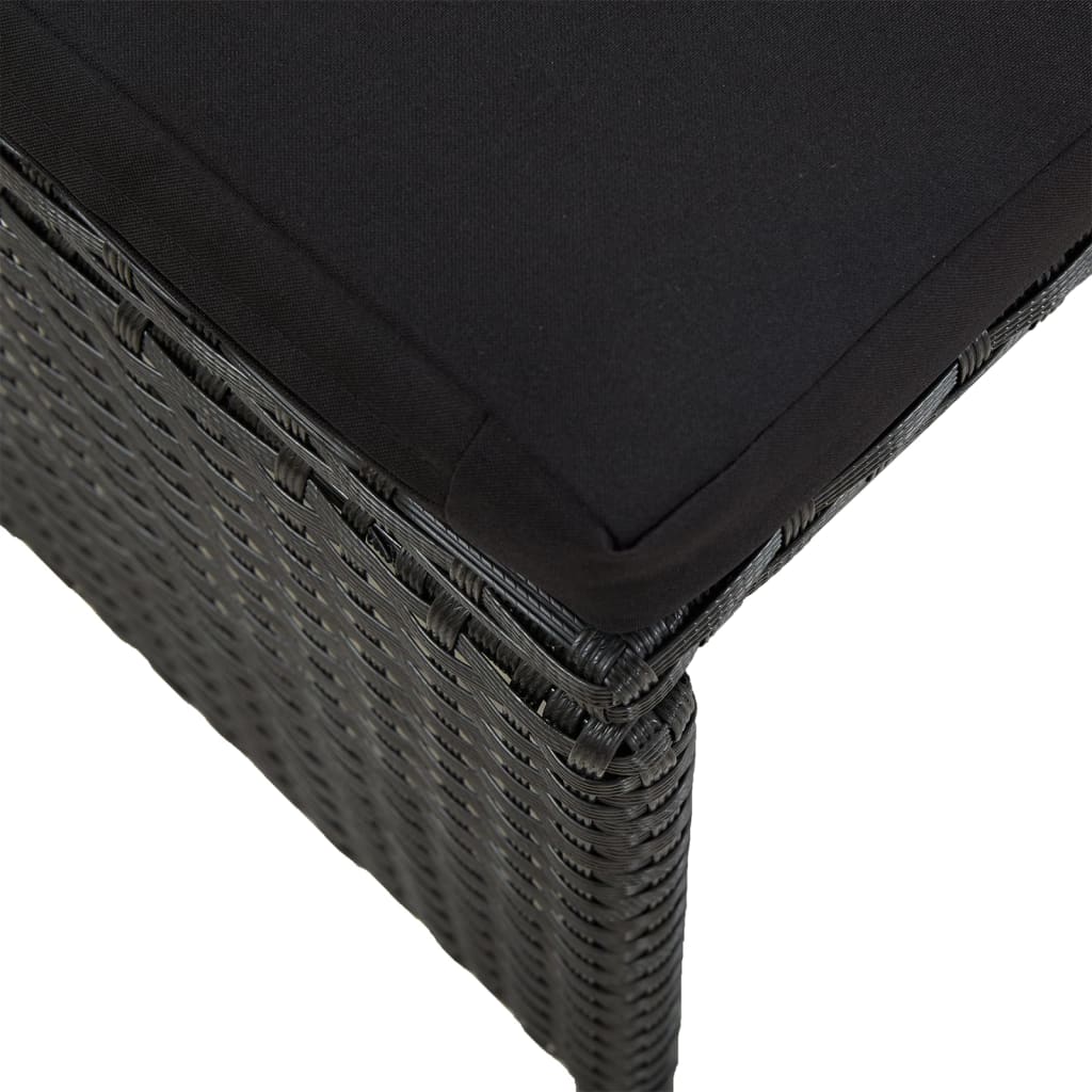 2 db fekete polyrattan kerti ülőke párnával