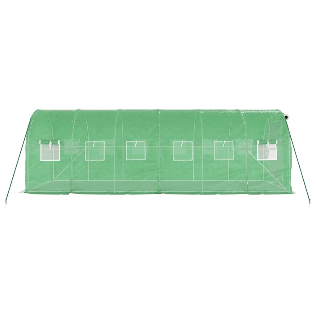 Zöld acélvázas melegház 12 m² 6 x 2 x 2 m