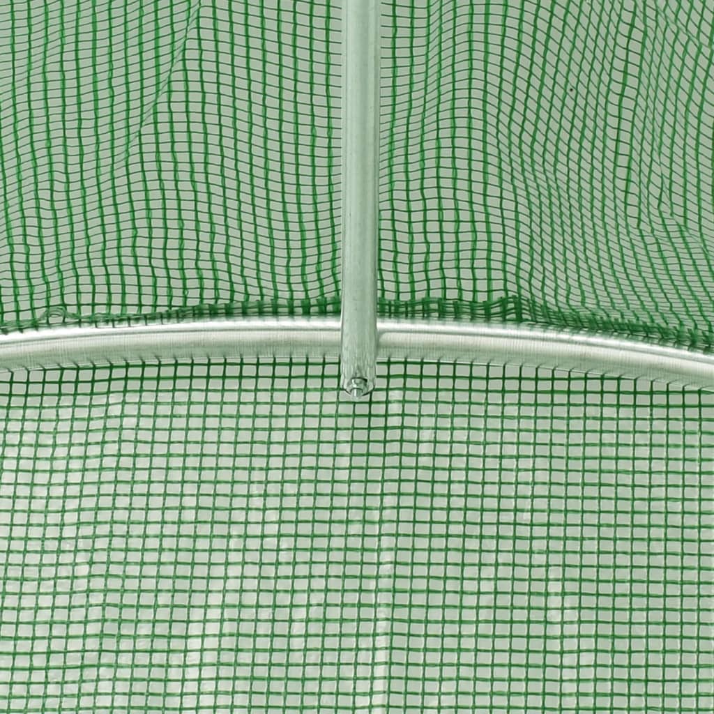 Zöld acélvázas melegház 16 m² 8 x 2 x 2 m