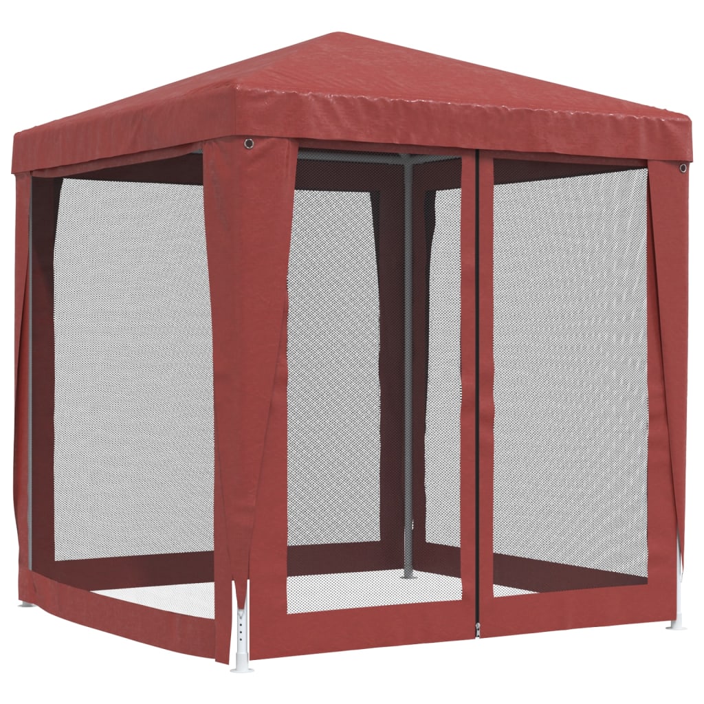 Piros HDPE rendezvénysátor 4 hálós oldalfallal 2 x 2 m