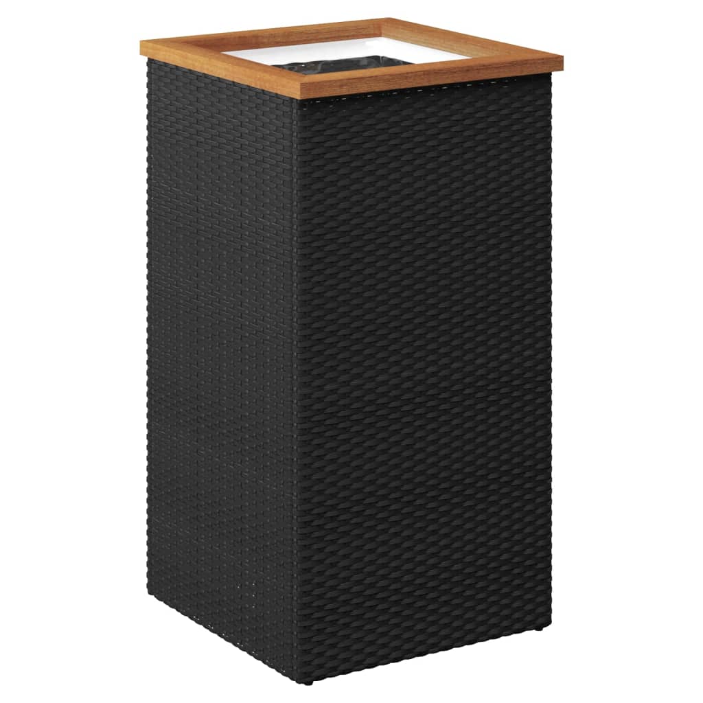 Fekete polyrattan ültetőláda 40 x 40 x 80 cm