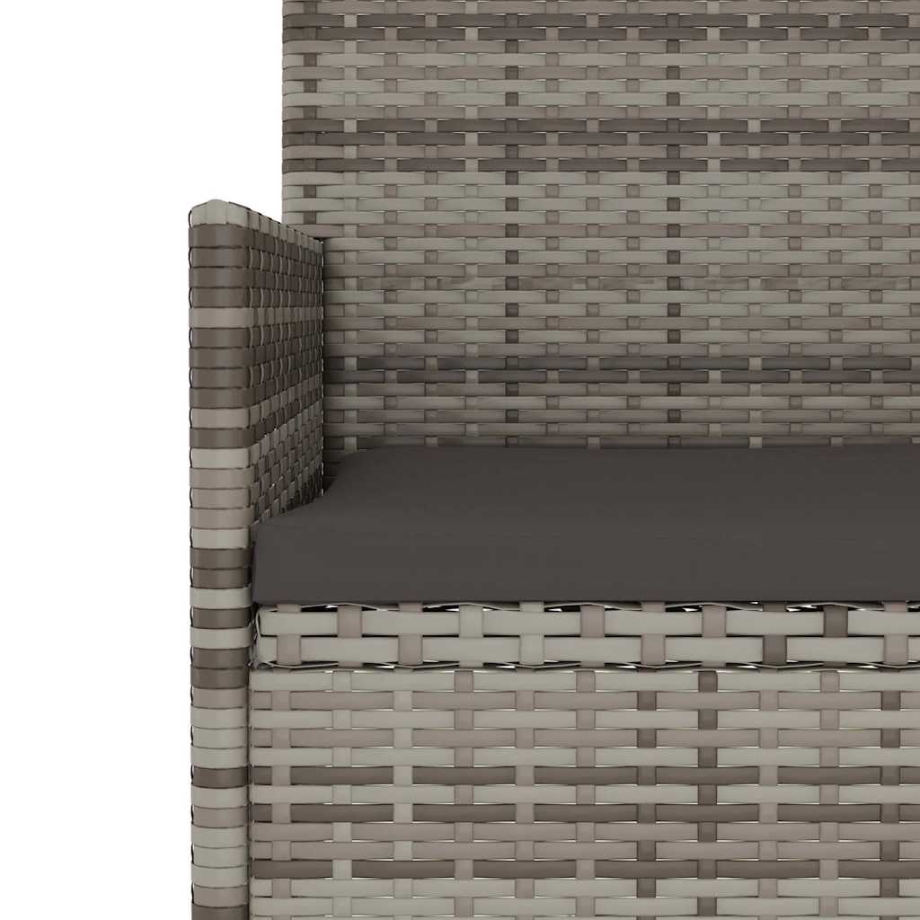 2 személyes szürke polyrattan kerti kanapé párnával