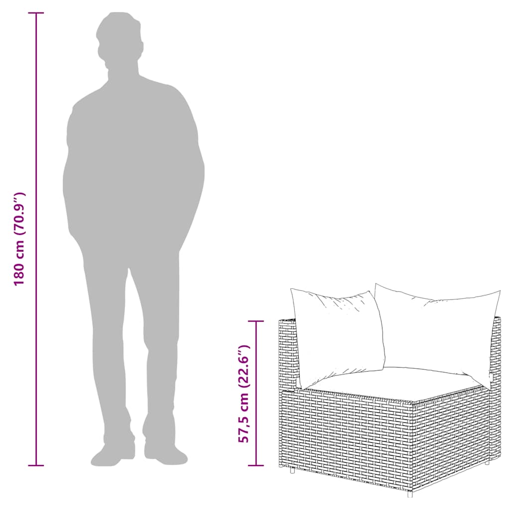 3 részes fekete polyrattan kerti ülőgarnitúra párnákkal