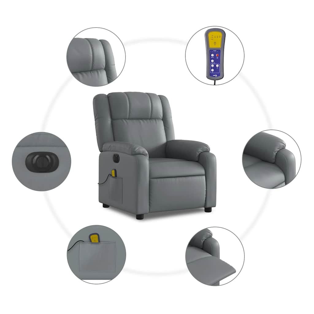 Szürke műbőr elektromos dönthető masszázsfotel