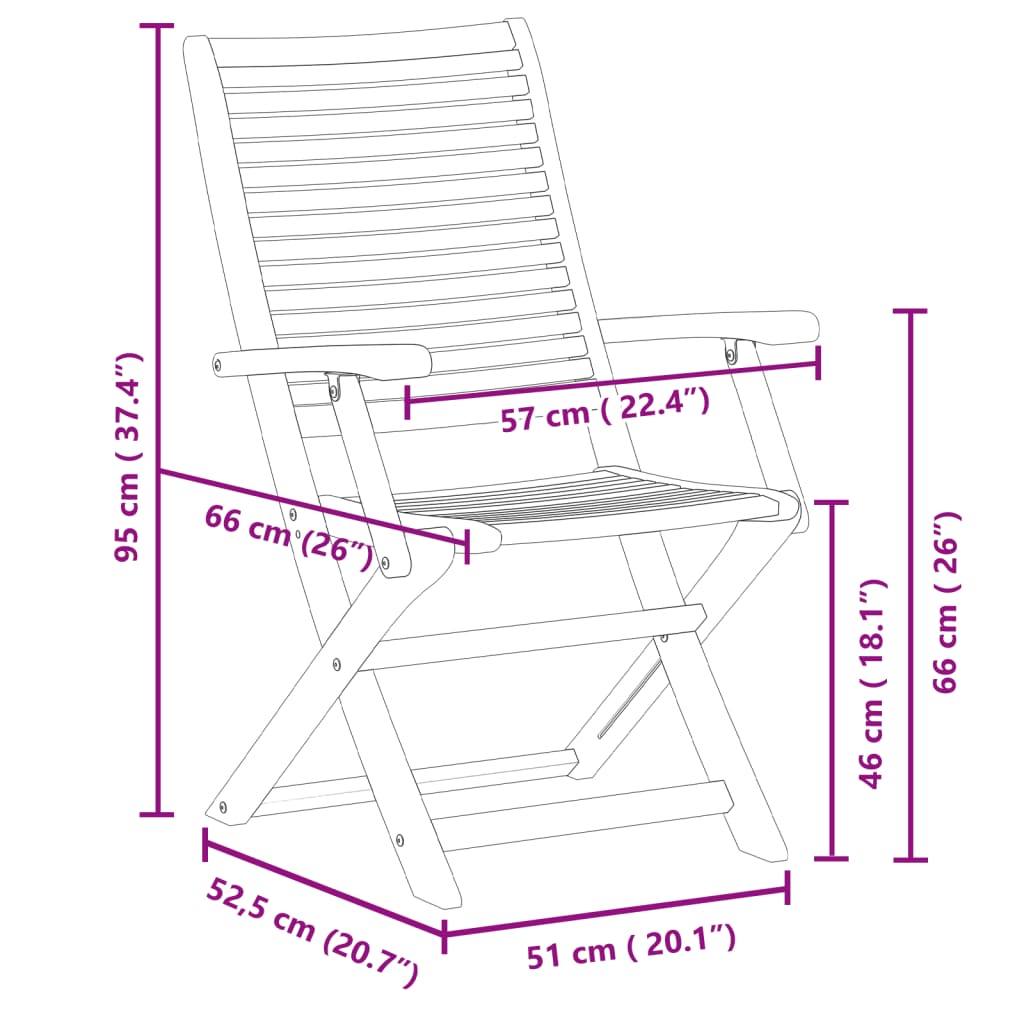 8 db összecsukható tömör akácfa kerti szék 57x66x95 cm