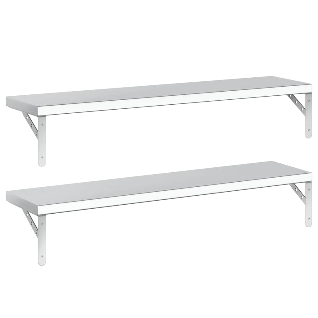 2 db ezüstszínű rozsdamentes acél fali polc 100 x 23,5 cm