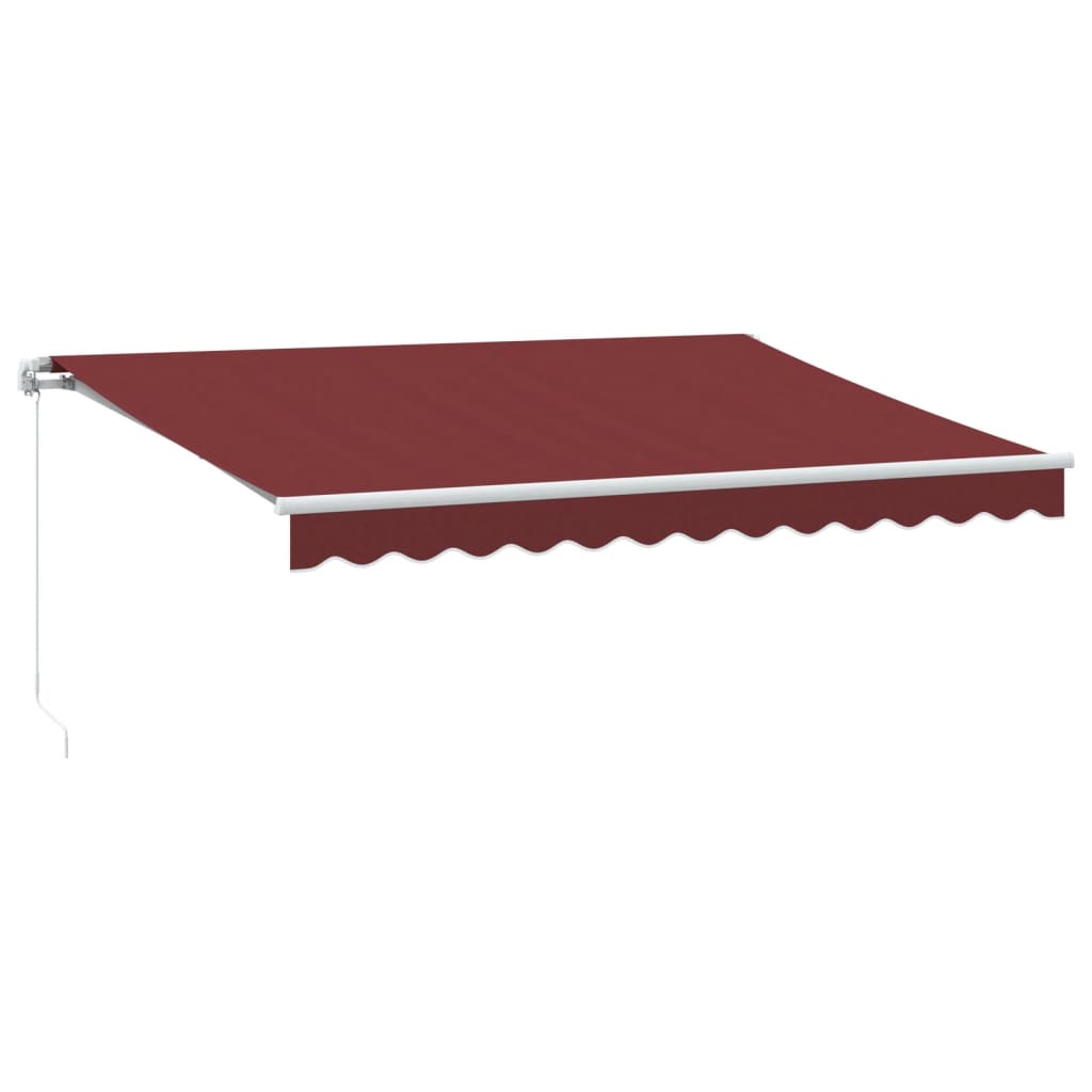 Burgundi vörös kézzel kihúzható LED-es napellenző 350 x 250 cm