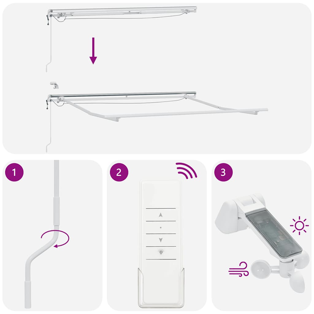 Barna automata kihúzható LED-es napellenző 300 x 250 cm
