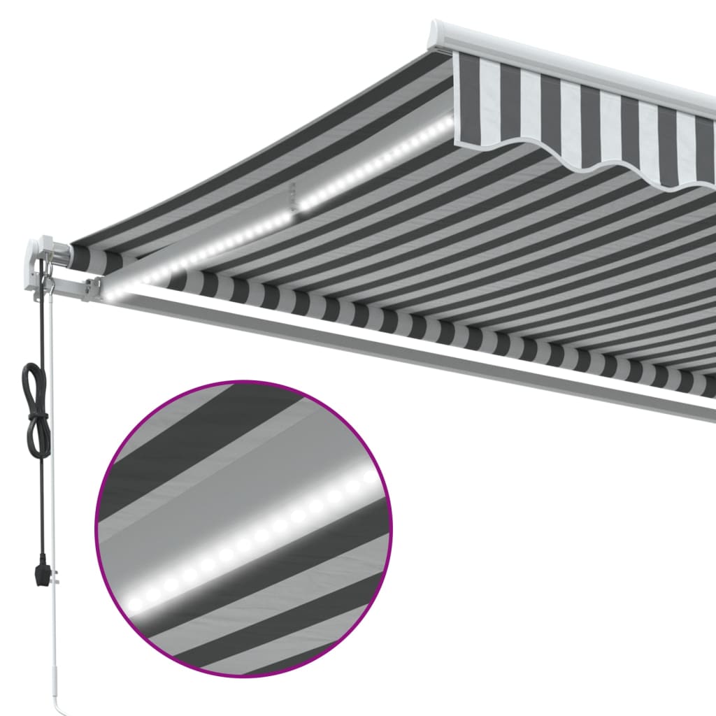 Antracitszürke-fehér LED-es automata napellenző 350 x 250 cm