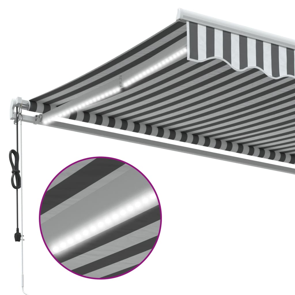Antracitszürke-fehér LED-es automata napellenző 450 x 350 cm