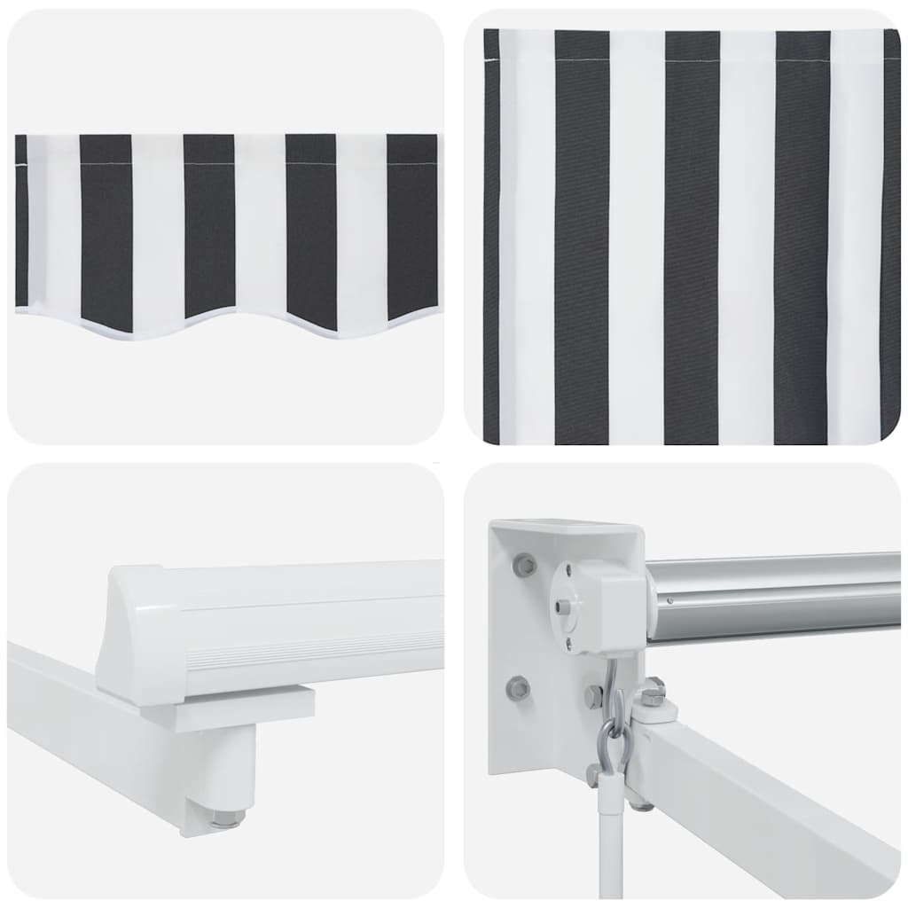 Antracit és fehér szövet és alumínium behúzható napellenző 4x3m