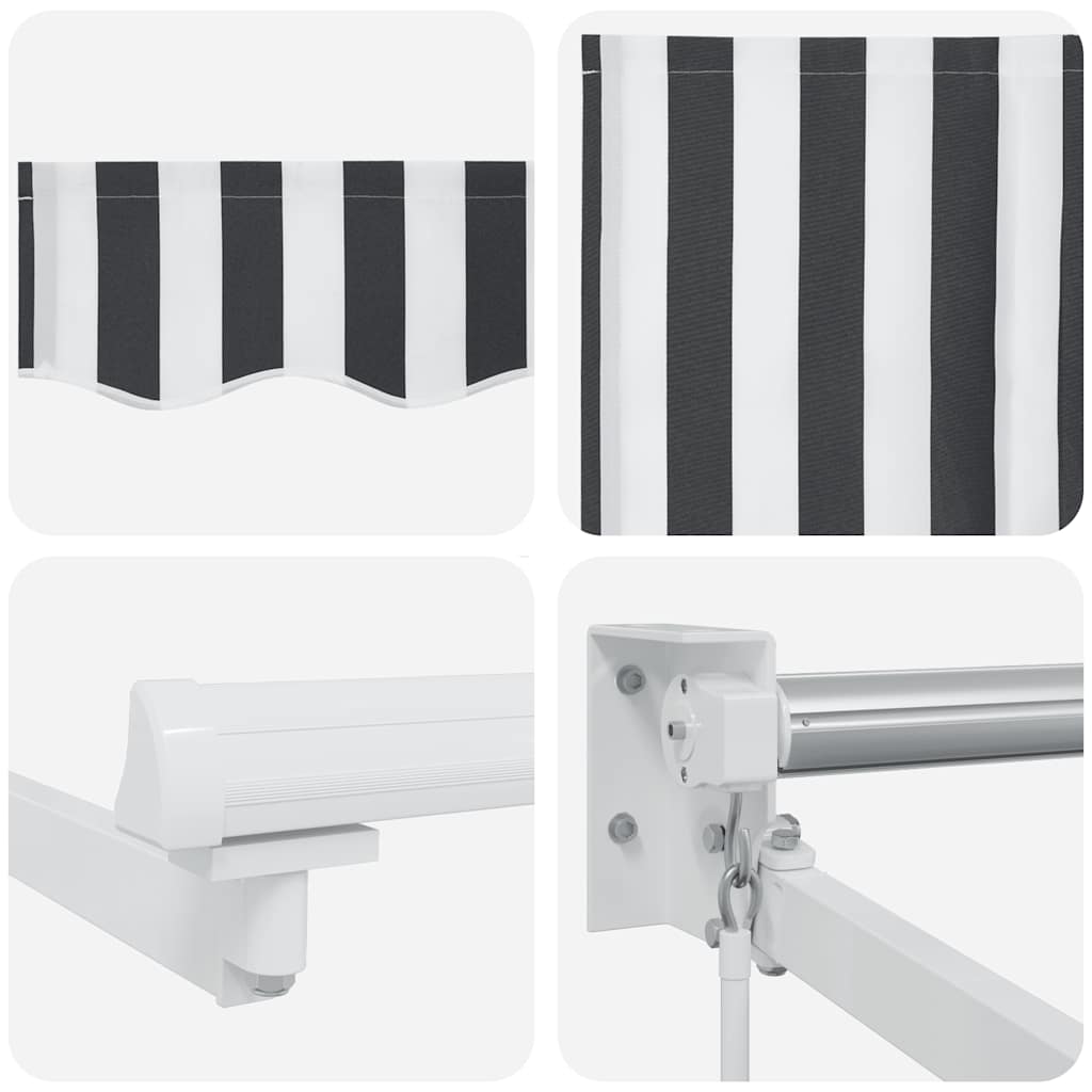 Antracit/fehér szövet és alumínium behúzható napellenző 4,5x3 m