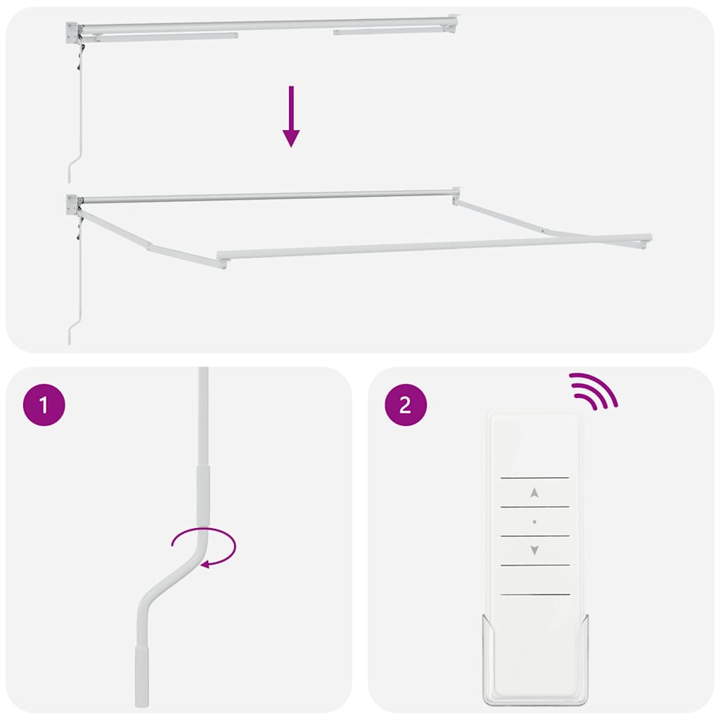 Antracit-fehér szövet-alumínium behúzható napellenző 3 x 2,5 m