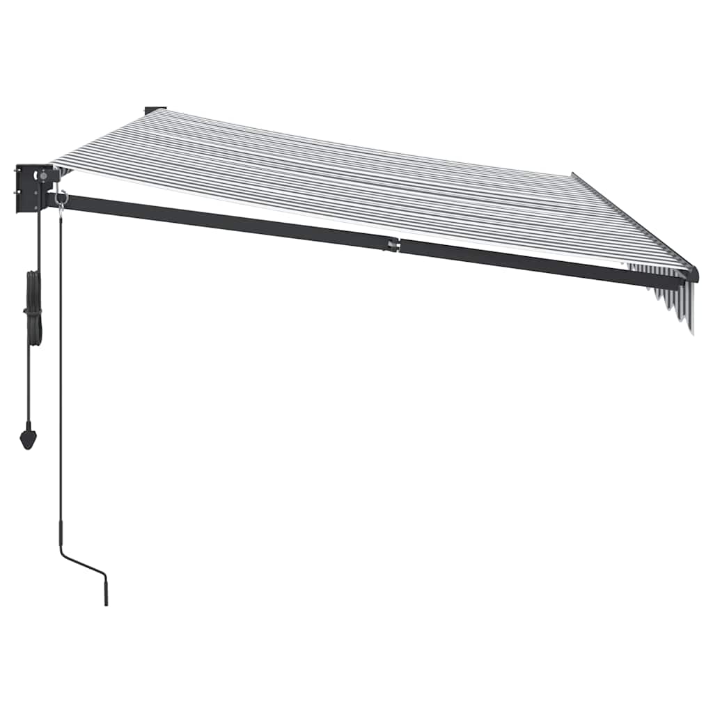 Antracit/fehér szövet/alumínium behúzható napellenző 3,5x2,5m