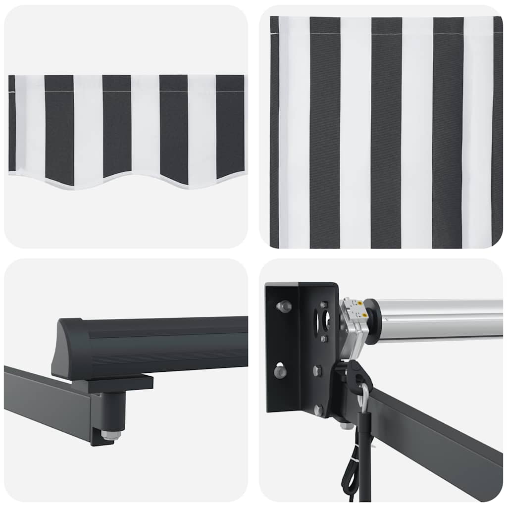 Antracit és fehér szövet és alumínium behúzható napellenző 4x3m