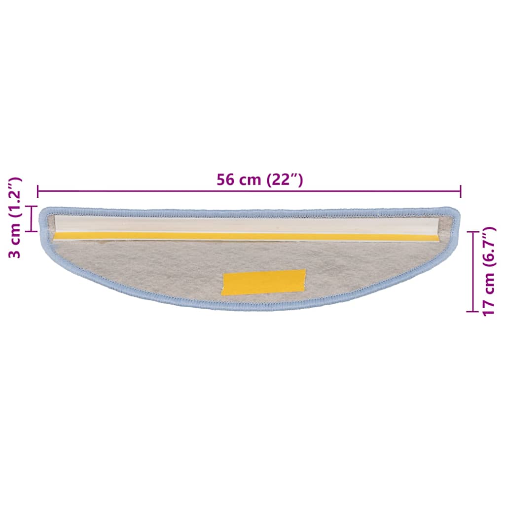 15 db szizál hatású kék öntapadó lépcsőszőnyeg 56x17x3 cm