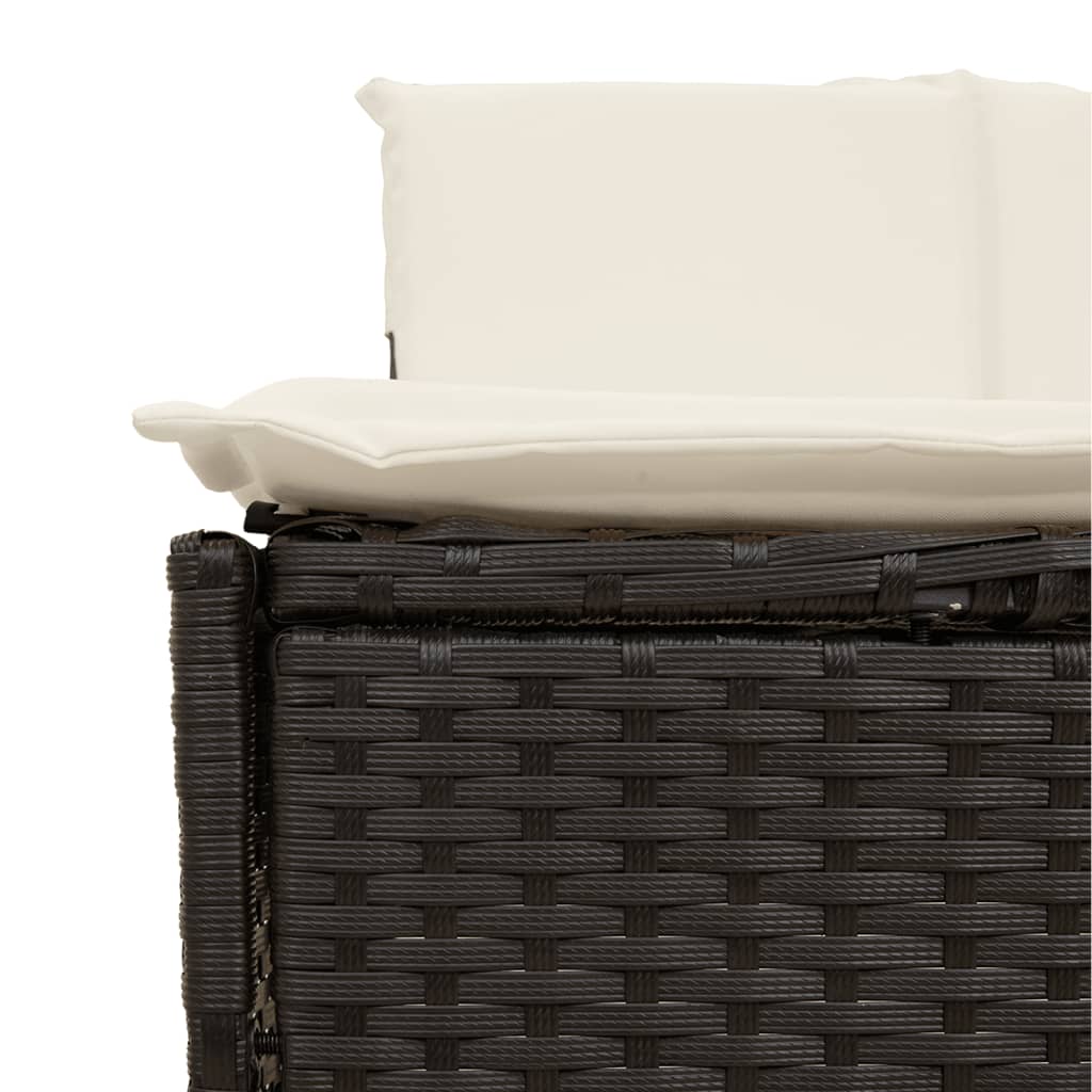 Fekete polyrattan és tömör akácfa jakuzzi-keret