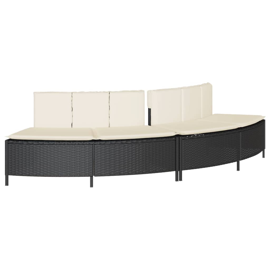 Fekete polyrattan és tömör akácfa jakuzzi-keret
