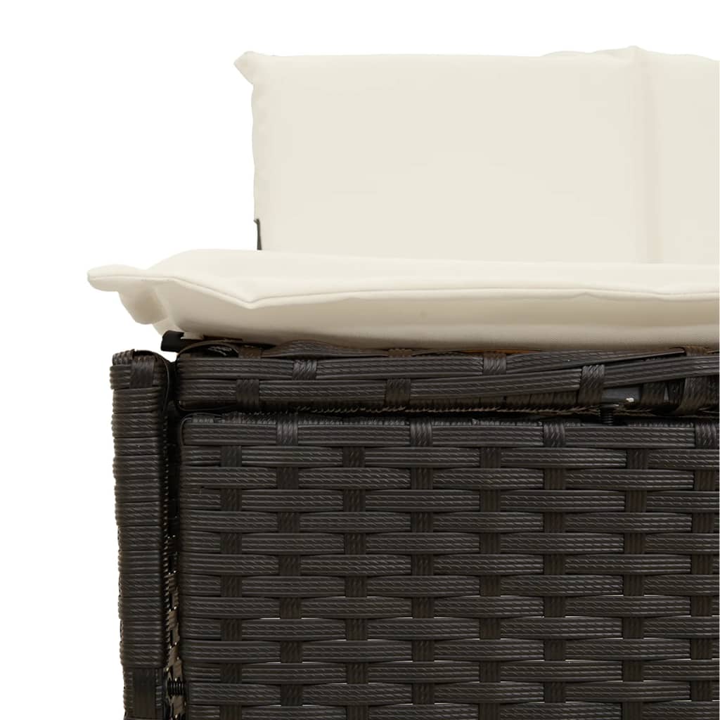 Fekete polyrattan és tömör akácfa jakuzzi-keret